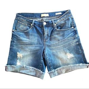 Seven7 distressed denim jean bermuda shorts